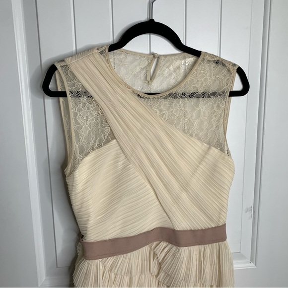 BCBGMAXAZRIA cream floral‎ lace ruffle Jaya illusion party dress size 12 wedding - Picture 4 of 8